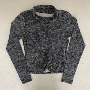 Lululemon Melodic Movement Long Sleeve Twillines Hi Neck Top Black + Whte Sz 8